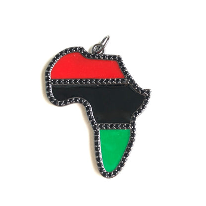 10pcs/lot Red Black Green Enamel Africa Map CZ Pave Charms for Black History Month Juneteenth Awareness Black on Black CZ Paved Charms Juneteenth & Black History Month Awareness New Charms Arrivals Charms Beads Beyond