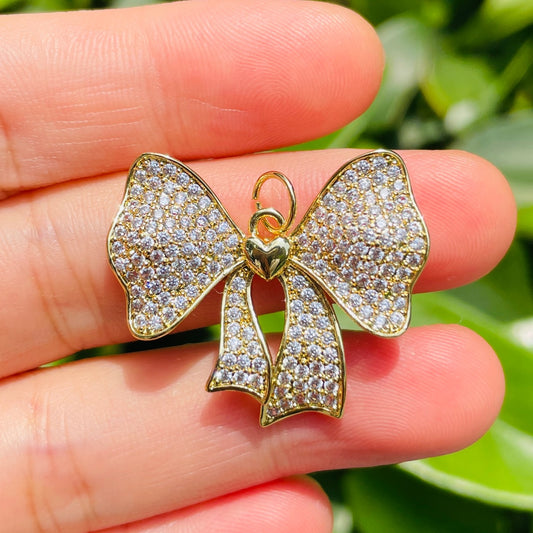 10pcs/lot 30*26mm CZ Paved Bow Bowknot Charms CZ Paved Charms Bow Ties New Charms Arrivals Charms Beads Beyond