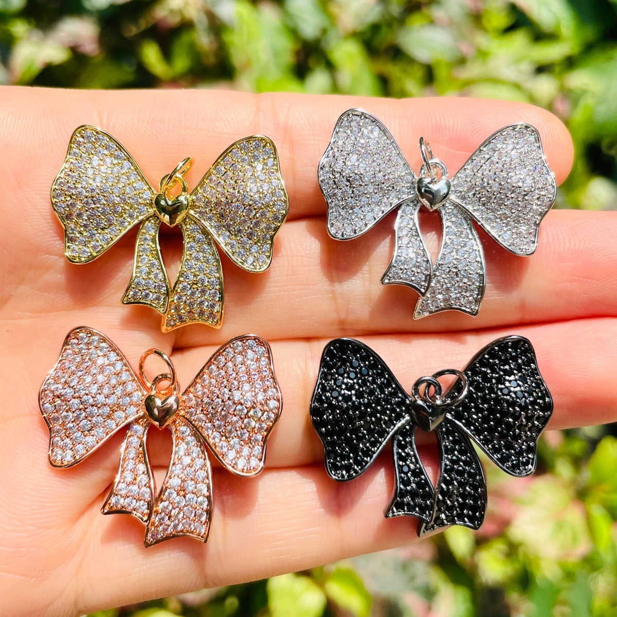 10pcs/lot 30*26mm CZ Paved Bow Bowknot Charms Mix Colors CZ Paved Charms Bow Ties New Charms Arrivals Charms Beads Beyond