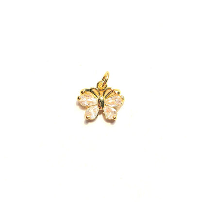 10pcs/lot Small Size CZ Paved Butterfly Charm