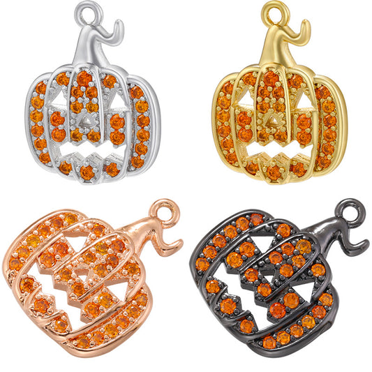 10pcs/lot CZ Paved Pumpkin Charm for Halloween Mix Colors CZ Paved Charms Halloween Charms Charms Beads Beyond