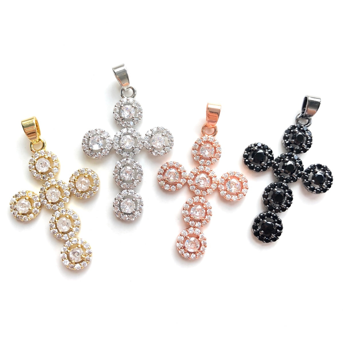 10pcs/lot 39*22mm CZ Paved Cross Charms Mix Colors CZ Paved Charms Crosses New Charms Arrivals Charms Beads Beyond