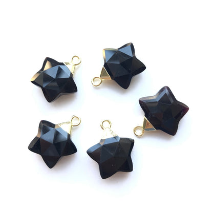 5pcs/Lot Gold Plated Natural Amethyst Labradorite Black Onyx Red Agate Faceted Star Charms Black Onyx Stone Charms New Charms Arrivals Charms Beads Beyond