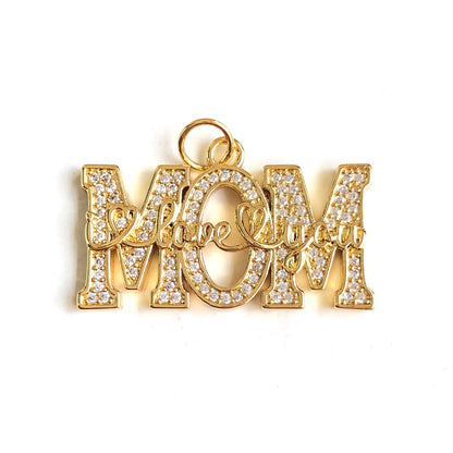 10pcs/lot CZ Pave I LOVE YOU Mom Word Charms-Mother's Day Gold CZ Paved Charms Mother's Day New Charms Arrivals Words & Quotes Charms Beads Beyond