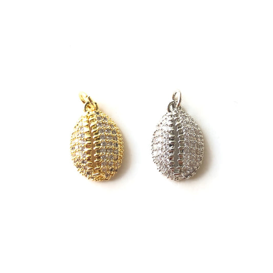 10pcs/lot 18.5*12mm CZ Paved Shell Charms