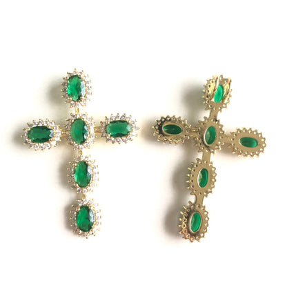 5-10pcs/lot Gold Plated Green CZ Paved Cross Charms CZ Paved Charms Crosses New Charms Arrivals Charms Beads Beyond