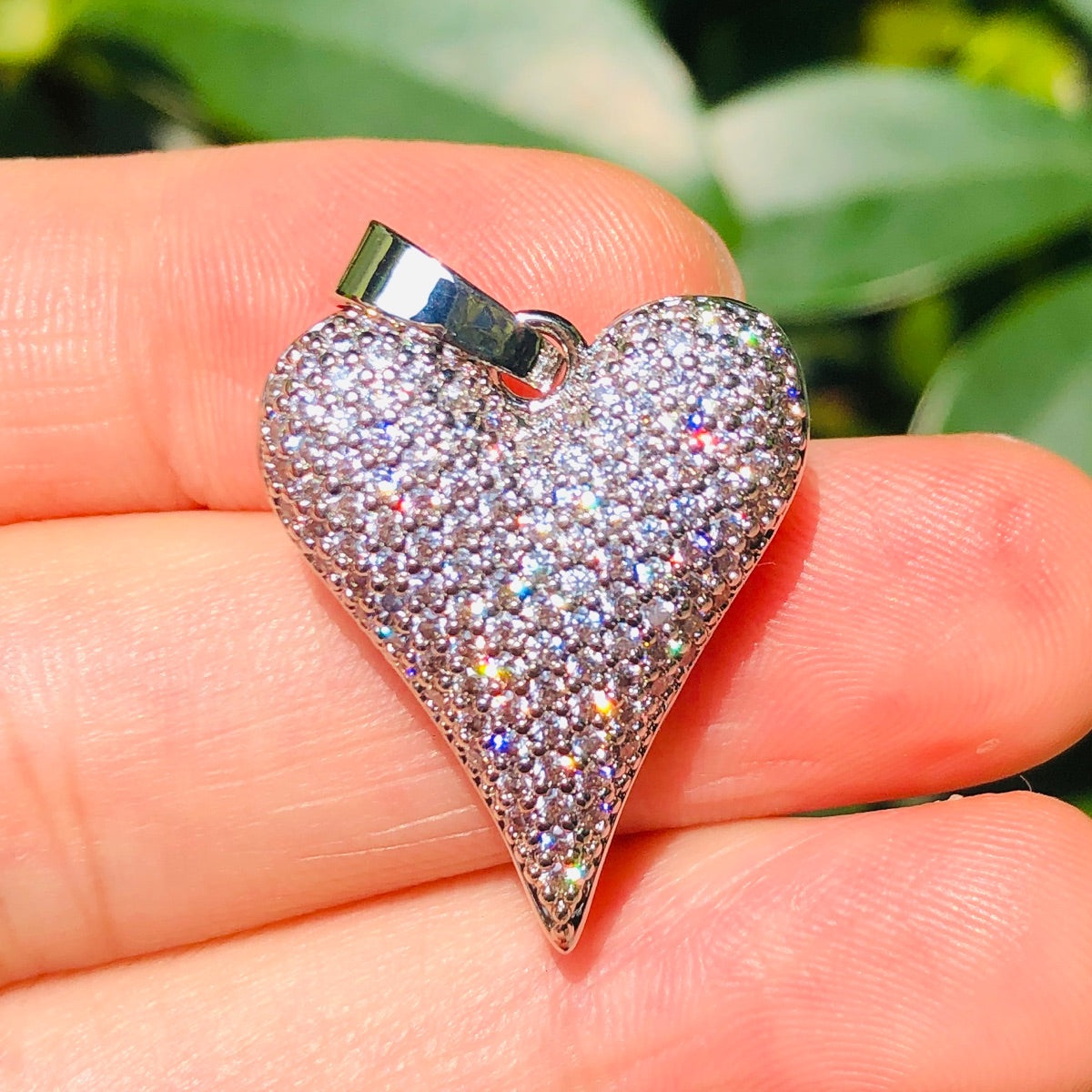 10pcs/lot CZ Paved 3D Heart Charm Pendants CZ Paved Charms Hearts New Charms Arrivals Charms Beads Beyond