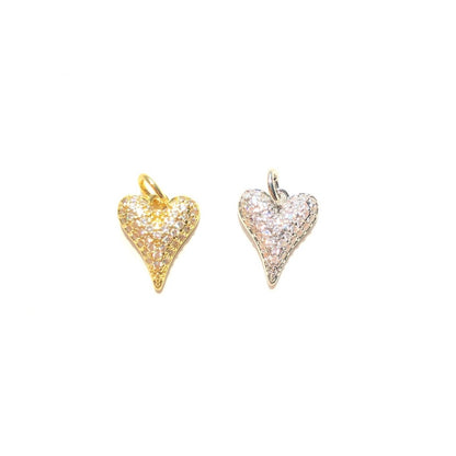 10pcs/lot Mini Size CZ Pave 3D Heart Charm Pendants