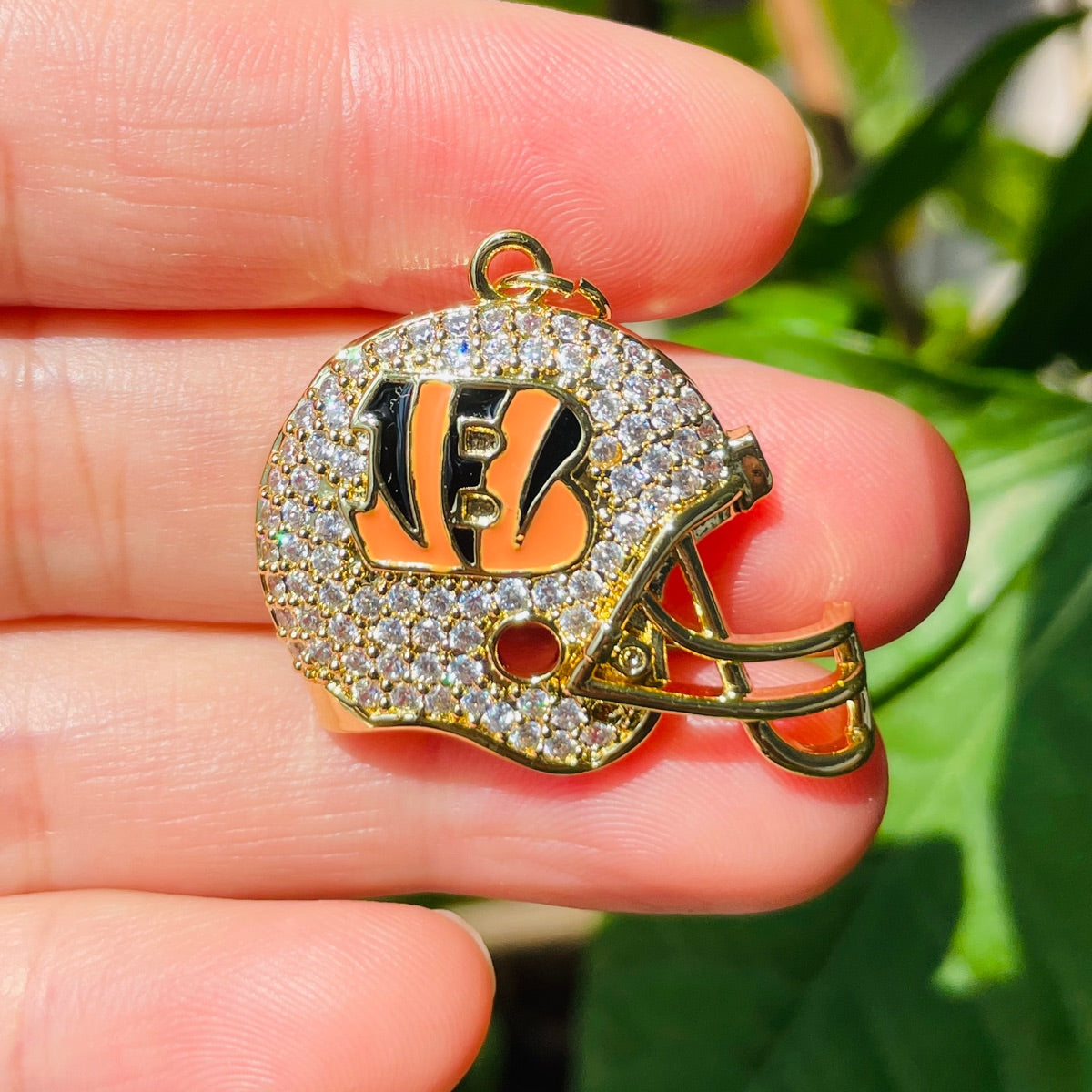 10pcs/lot Enamel Cincinnati Bengals Football Helmet Charms CZ Paved Charms American Football Sports New Charms Arrivals Charms Beads Beyond