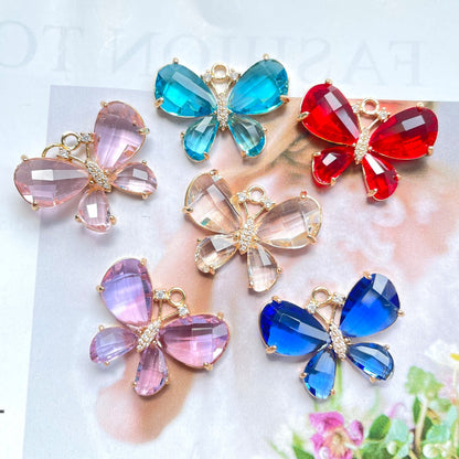 10pcs/lot 28.5*22mm Colorful Crystal Glass CZ Pave Butterfly Charms Mix Colors CZ Paved Charms Butterflies Charms Beads Beyond