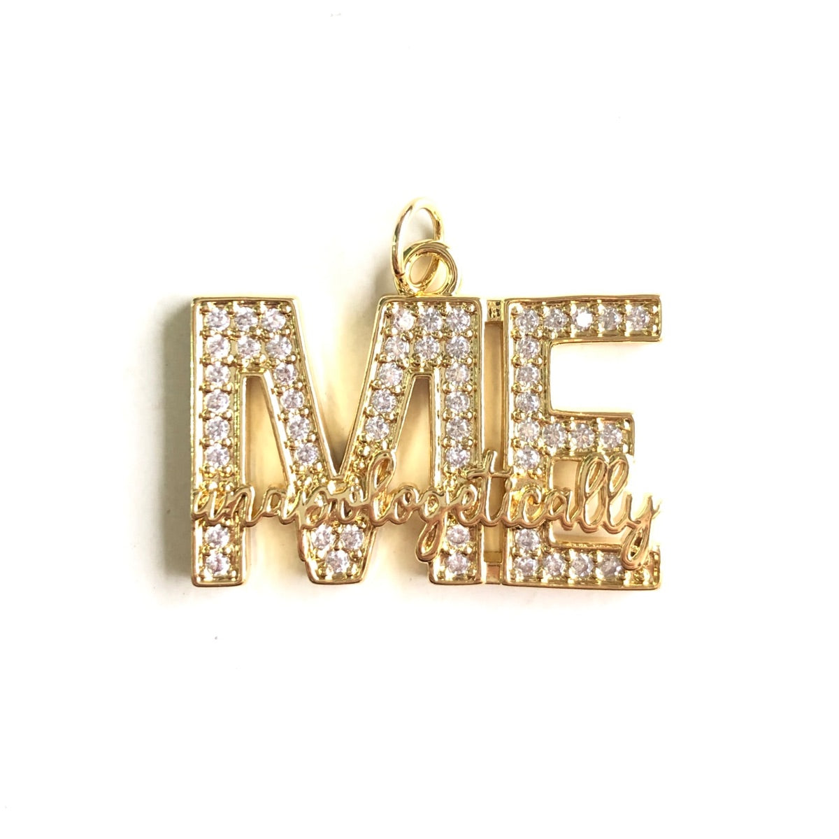 10pcs/lot CZ Paved Unapologetically ME Word Charms Gold CZ Paved Charms New Charms Arrivals Words & Quotes Charms Beads Beyond