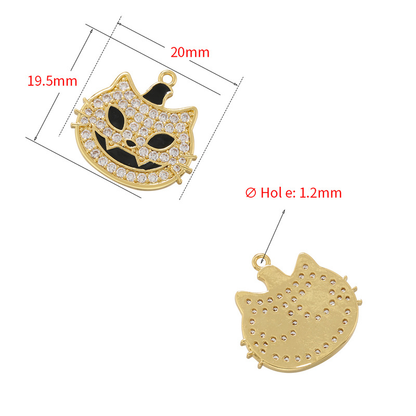 10pcs/lot CZ Paved Pumpkin Cat Charm for Halloween CZ Paved Charms Halloween Charms Charms Beads Beyond