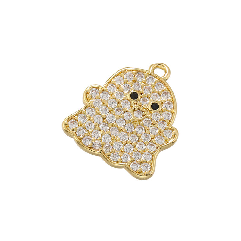 10pcs/lot Small Size CZ Paved Ghost Charm for Halloween Clear on Gold CZ Paved Charms Halloween Charms Charms Beads Beyond