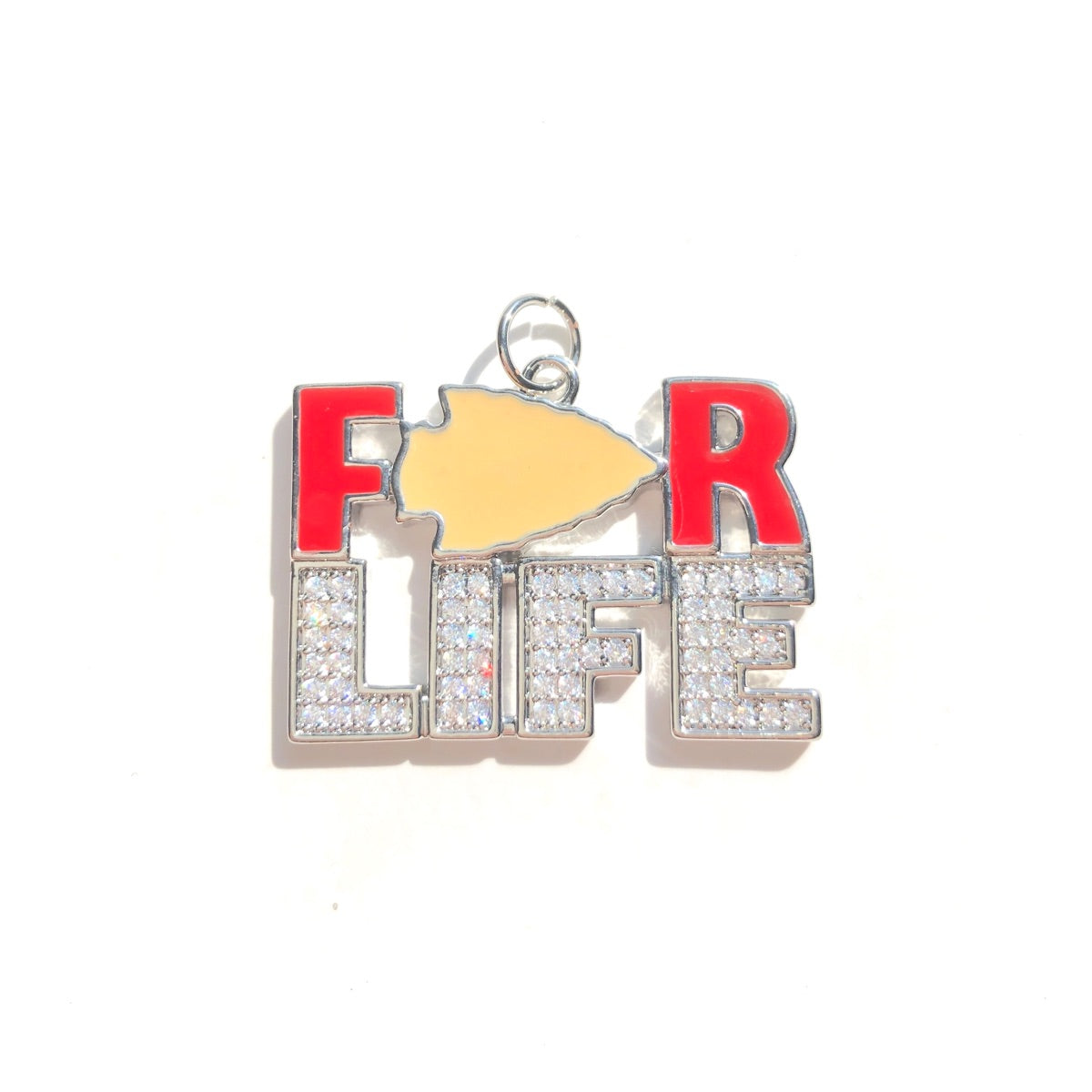 10pcs/lot CZ Paved Chiefs For Life Football Word Charms Silver CZ Paved Charms American Football Sports New Charms Arrivals Charms Beads Beyond