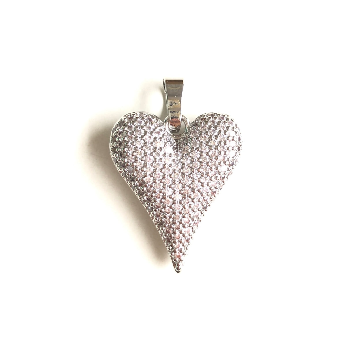 10pcs/lot CZ Paved 3D Heart Charm Pendants Silver CZ Paved Charms Hearts New Charms Arrivals Charms Beads Beyond