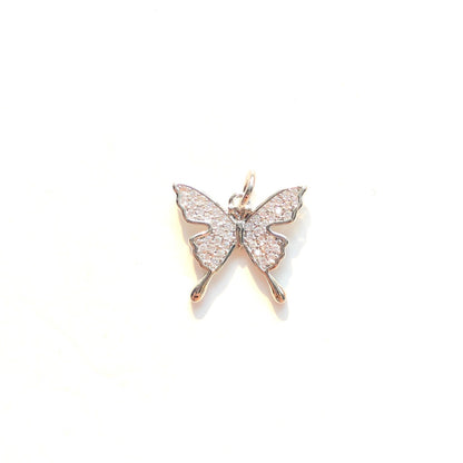 10pcs/lot Small Size CZ Paved Butterfly Charm