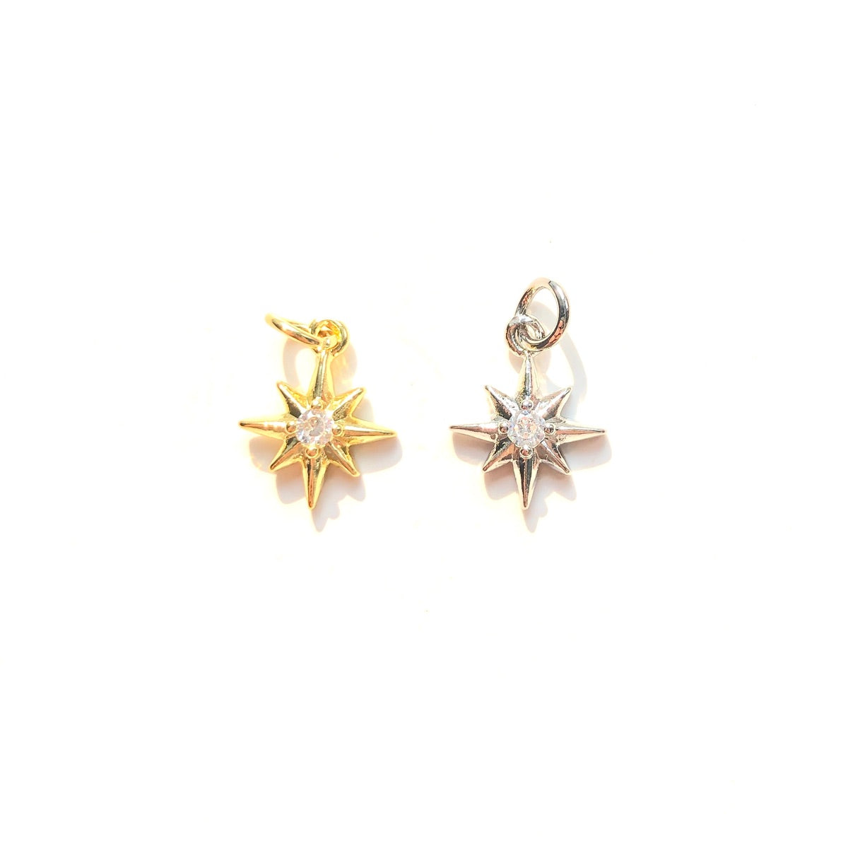 10pcs/lot 13*10.5mm Small Size CZ Paved North Star Charms
