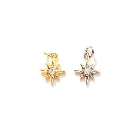 10pcs/lot 13*10.5mm Small Size CZ Paved North Star Charms