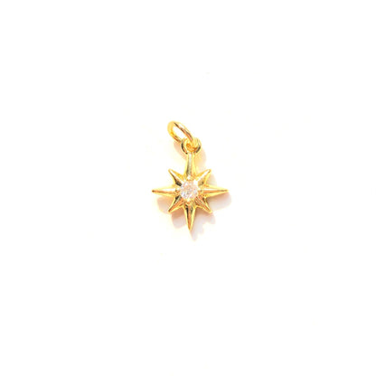 10pcs/lot 13*10.5mm Small Size CZ Paved North Star Charms