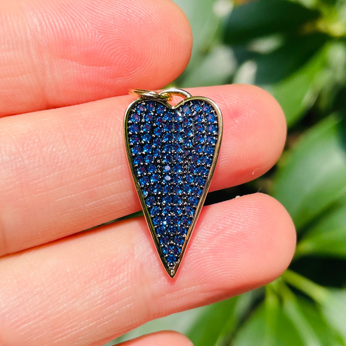 5-10pcs/lot 26.6*22mm Blue Green Fuchsia CZ Paved Heart Charm Pendants Blue CZ Paved Charms Hearts New Charms Arrivals Charms Beads Beyond