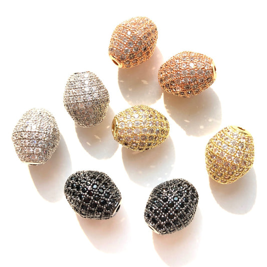 10pcs/lot 14*11.5mm CZ Paved Olive Spacer Beads