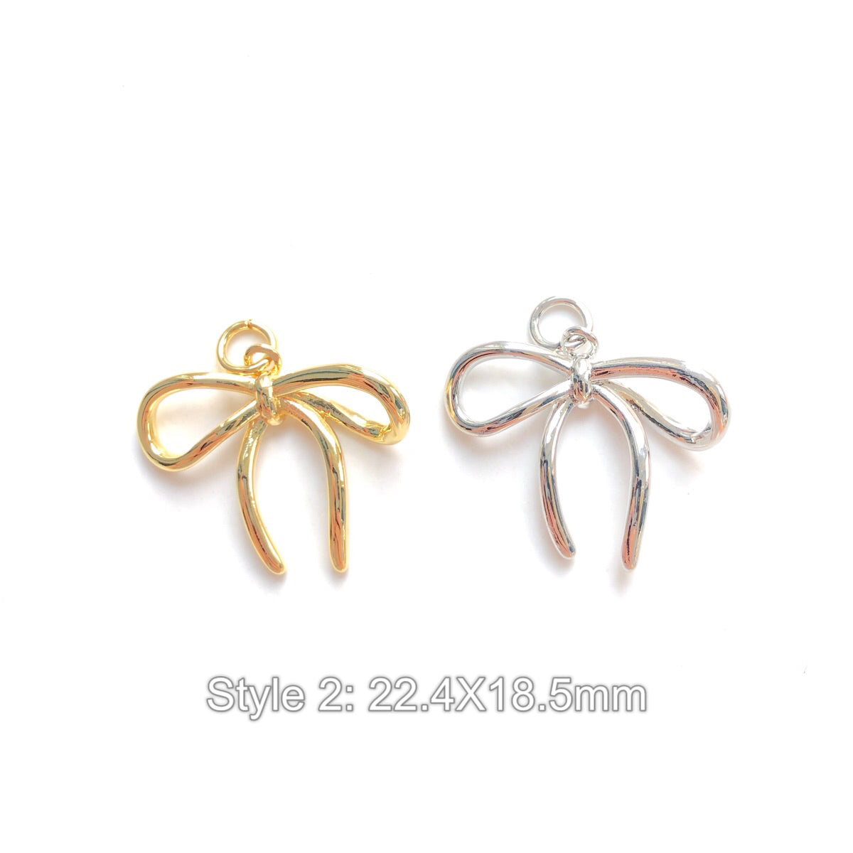 10pcs/lot Gold-Plated Bow Bowknot Charms