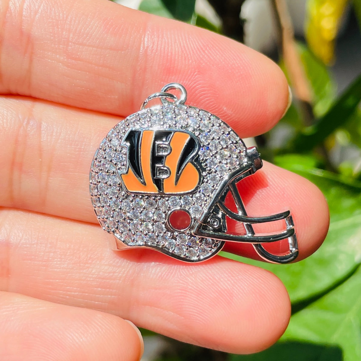 10pcs/lot Enamel Cincinnati Bengals Football Helmet Charms CZ Paved Charms American Football Sports New Charms Arrivals Charms Beads Beyond