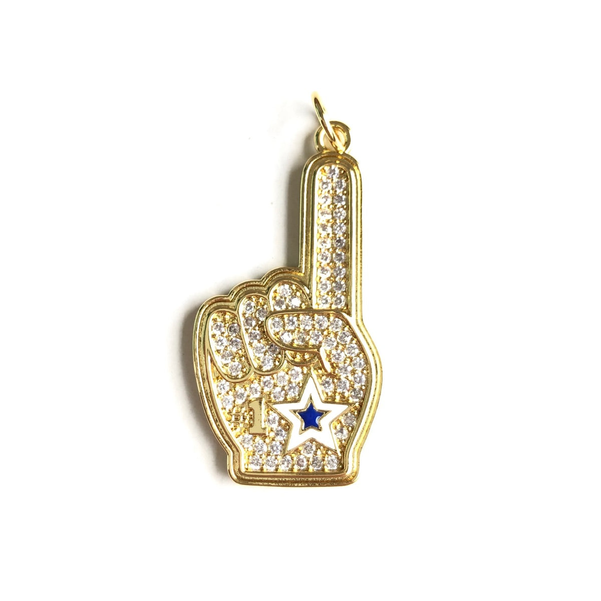 10pcs/Lot CZ Paved #1 Cowboys Fan American Dallas Football Soccer Charms Gold CZ Paved Charms American Football Sports New Charms Arrivals Charms Beads Beyond