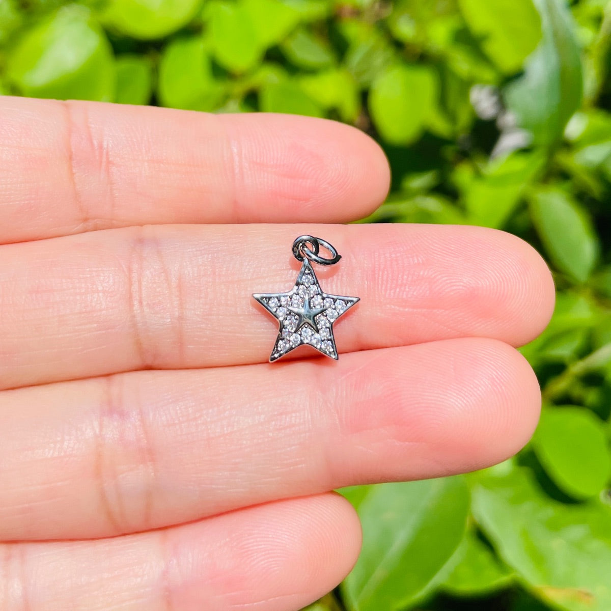 10pcs/lot 13.5*11.7mm Small Size CZ Paved Star Charms