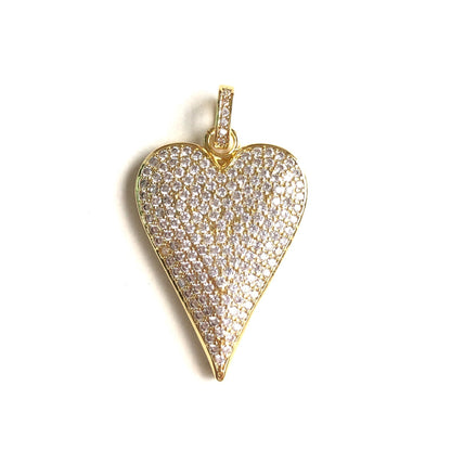 10pcs/lot 40*23mm CZ Paved Heart Charm Pendants Gold CZ Paved Charms Hearts New Charms Arrivals Charms Beads Beyond