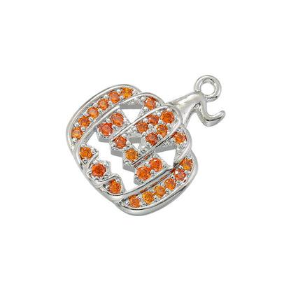 10pcs/lot CZ Paved Pumpkin Charm for Halloween Silver CZ Paved Charms Halloween Charms Charms Beads Beyond