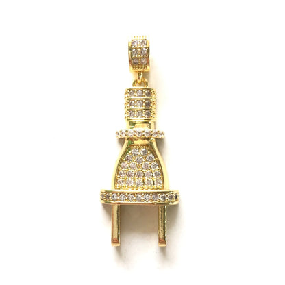 10pcs/lot CZ Paved Plug Charms-God Is the Plug Gold CZ Paved Charms Christian Quotes New Charms Arrivals Charms Beads Beyond