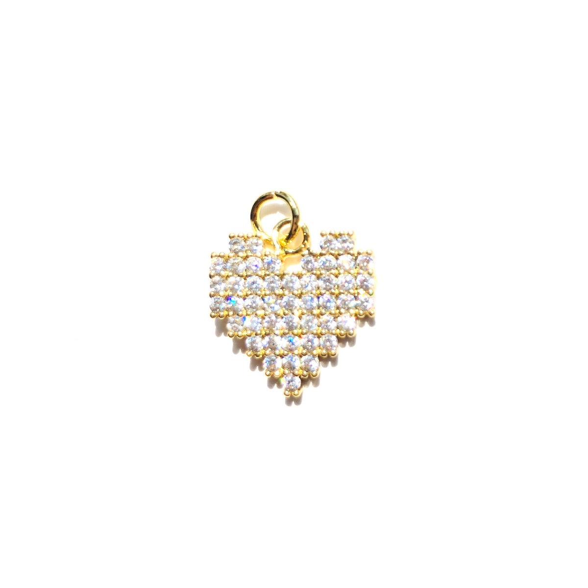 10pcs/lot Small Size CZ Pave Heart Charm Pendants