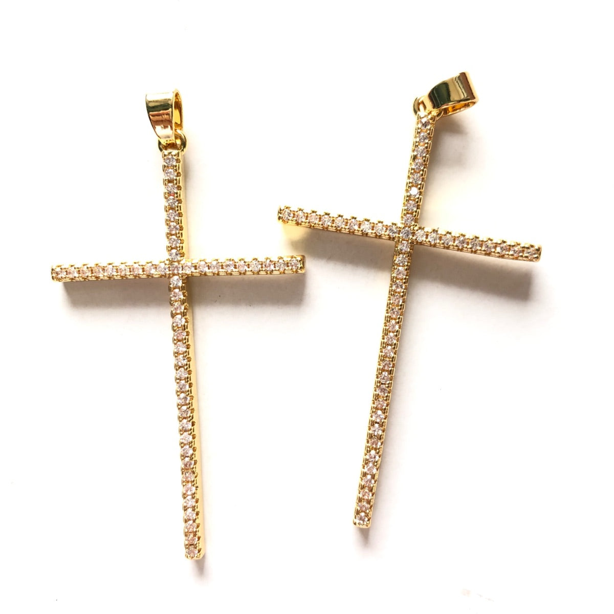 10pcs/lot Big Size Slim CZ Paved Cross Charms Gold CZ Paved Charms Crosses New Charms Arrivals Charms Beads Beyond