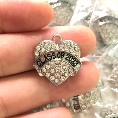 10pcs/lot Bling Class of 2023 Heart Charms for Graduation Alloy Charms Graduation New Charms Arrivals Charms Beads Beyond