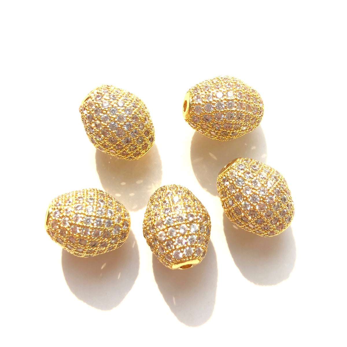 10pcs/lot 14*11.5mm CZ Paved Olive Spacer Beads