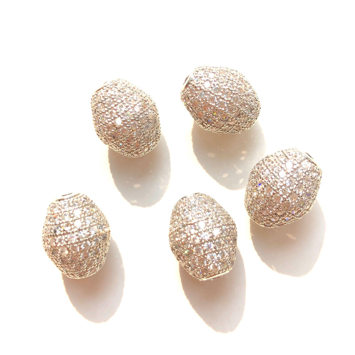 10pcs/lot 14*11.5mm CZ Paved Olive Spacer Beads