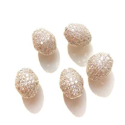 10pcs/lot 14*11.5mm CZ Paved Olive Spacer Beads