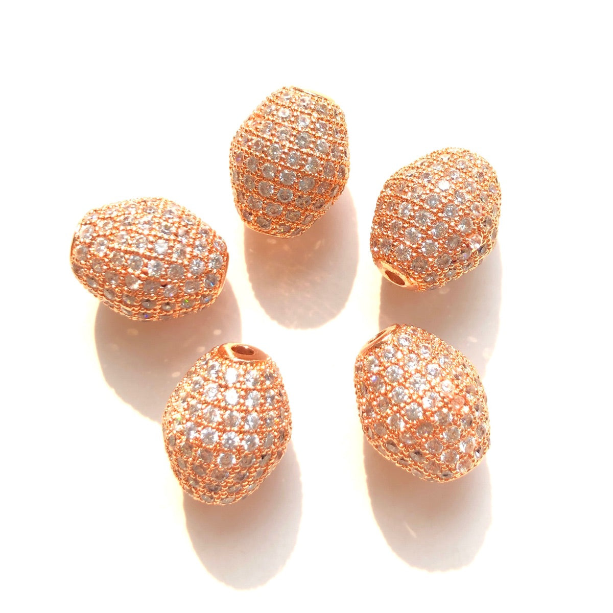 10pcs/lot 14*11.5mm CZ Paved Olive Spacer Beads