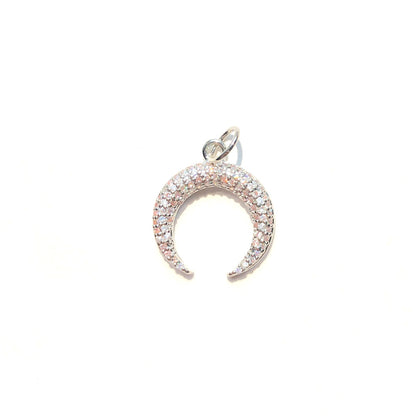 10pcs/lot CZ Paved Moon and Sun Charms