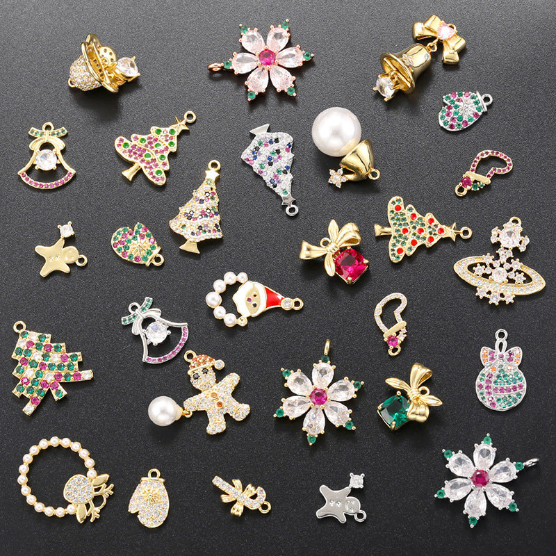 10pcs/lot Small Size CZ Paved Christmas Charms CZ Paved Charms Christmas Charms Beads Beyond