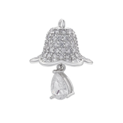 10pcs/lot CZ Paved Christmas Bell Santa Hat Charms Christmas Bell-Silver CZ Paved Charms Christmas Charms Beads Beyond