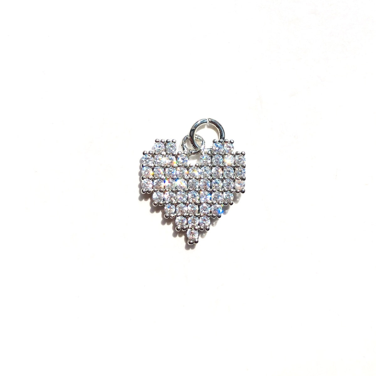 10pcs/lot Small Size CZ Pave Heart Charm Pendants