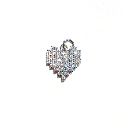 10pcs/lot Small Size CZ Pave Heart Charm Pendants