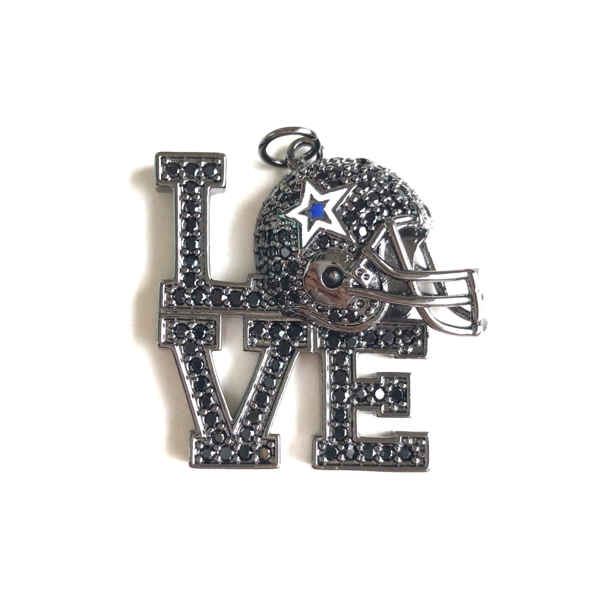 10pcs/lot CZ Paved LOVE Cowboys Helmet American Football Soccer Charms CZ Paved Charms American Football Sports New Charms Arrivals Charms Beads Beyond