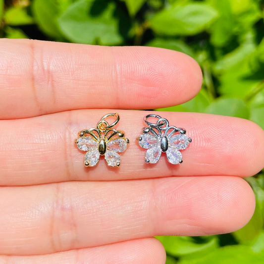 10pcs/lot Small Size CZ Paved Butterfly Charm