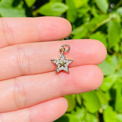 10pcs/lot 13.5*11.7mm Small Size CZ Paved Star Charms