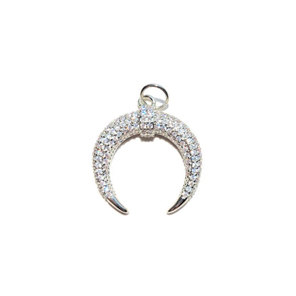 10pcs/lot 25*22.8mm CZ Paved Moon Charms