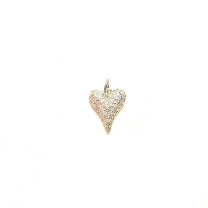 10pcs/lot Mini Size CZ Pave 3D Heart Charm Pendants