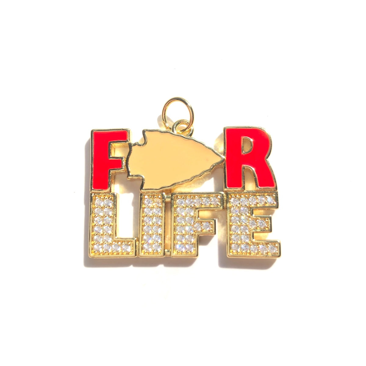 10pcs/lot CZ Paved Chiefs For Life Football Word Charms Gold CZ Paved Charms American Football Sports New Charms Arrivals Charms Beads Beyond